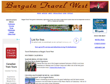 Tablet Screenshot of bargaintravelwest.com